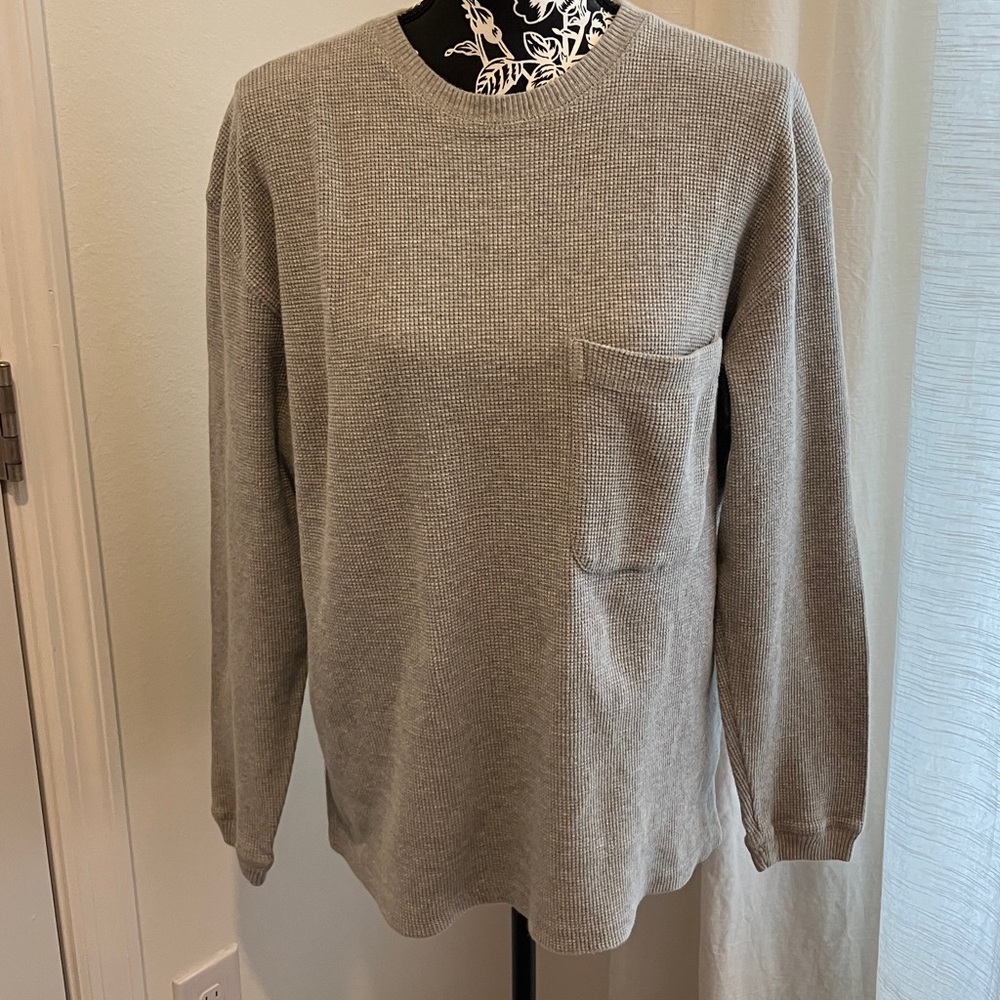 Eddie Bauer Gray Eclectic Cotton Waffle Weave Knit Top